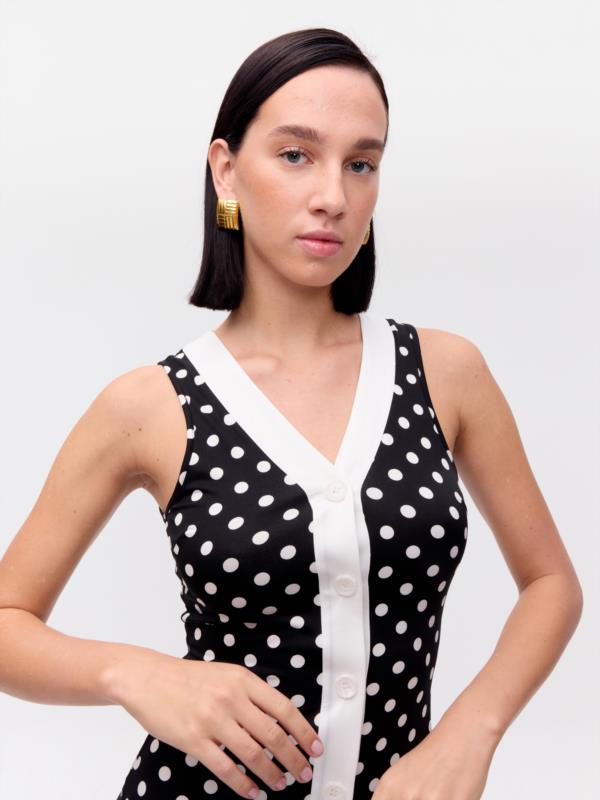 MIOH VESTIDO SUNNY DOTS, SIN MANGAS COMB. DOTS BOT FRONTAL