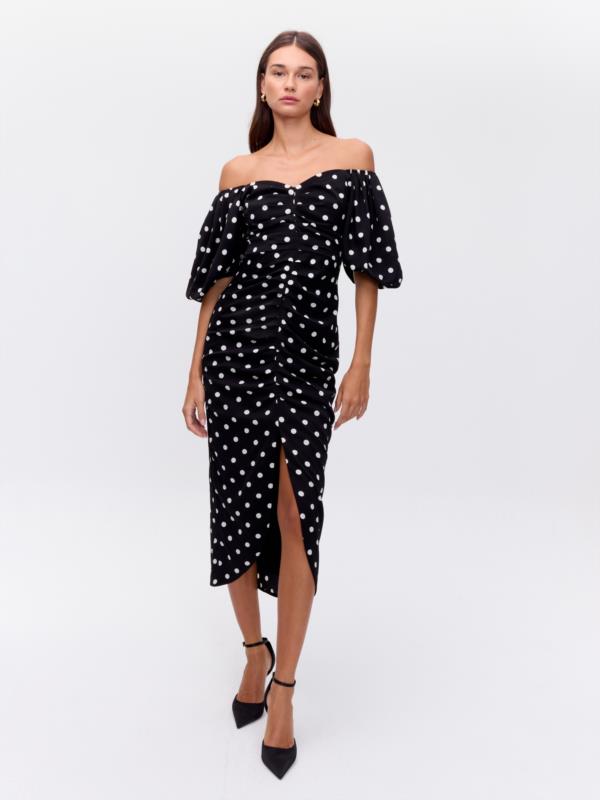 MIOH VESTIDO SPIRIT DOTS, VESTIDO DRAP MANGA CORTA DOTS