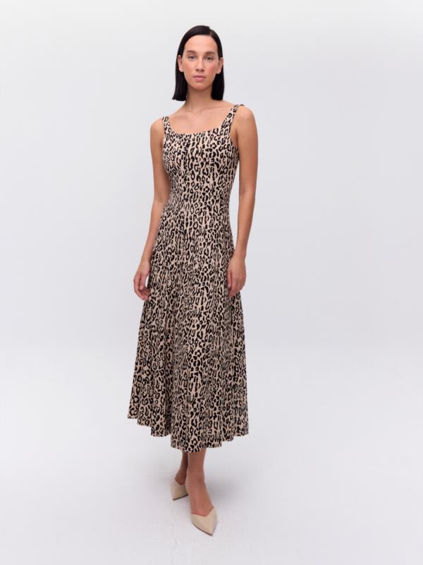MIOH VESTIDO SOLSTICIO ANIMAL, VESTIDO CORSE MIDI CON VUELO ANIMAL