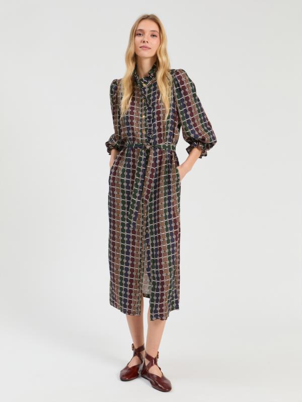 VILAGALLO VESTIDO GOMITAS VOLANTE GEOMETRICO CIRCULOS RAYAS