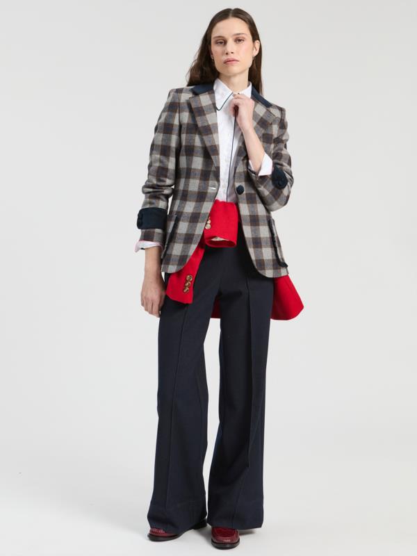 VILAGALLO CHAQUETA SABINA CUADRO GRIS AZUL