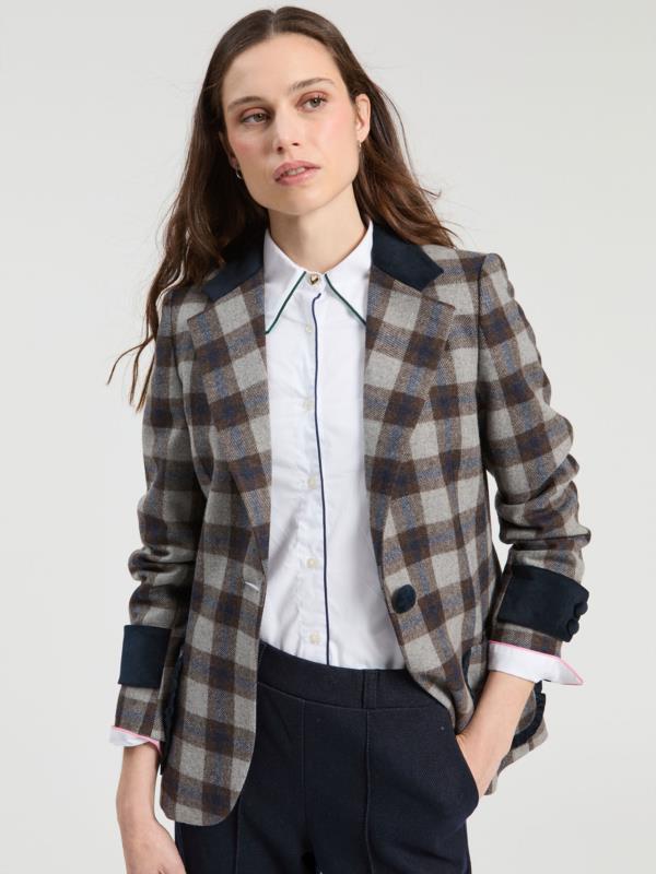 VILAGALLO CHAQUETA SABINA CUADRO GRIS AZUL
