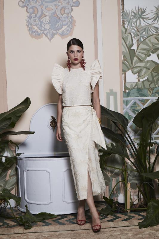 PANAMBI CAMISA VOLANTE MANGAS PALMERAS Y TAFETAN SAKIR