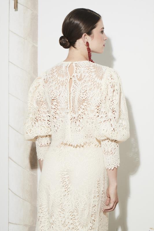 PANAMBI CAMISA GUIPUR MANGA ABULLONADA POLI